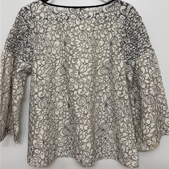 LOFT Floral Lace Blouse in Cream and Black - Picture 2 of 9